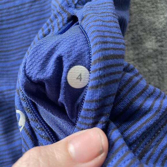 Lululemon Kanto Catch Me TopWomens 4 Sapphire Blue Black Striped Long Sleeve - Picture 9 of 11